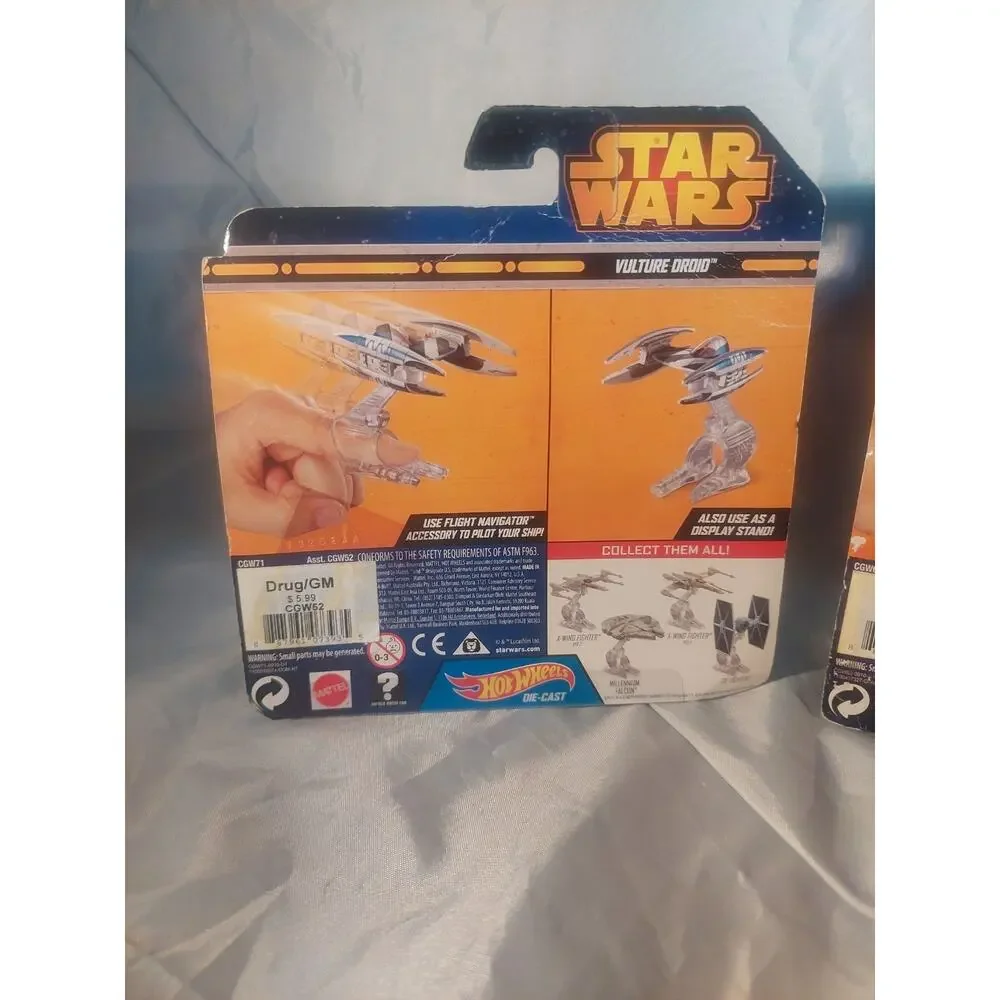 Hot Wheels Star Wars Set Of 3 Red 3 X-Wing Fighter, Ghost, Vulture Droid Sealed